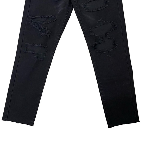 Nasty Gal NWT School Day Distressed Mom Jeans 4 Black High Rise Destroyed - Picture 3 of 7